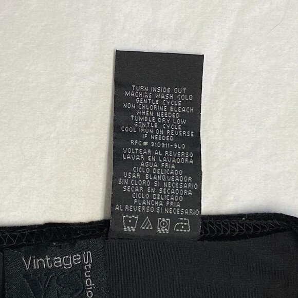 Vintage Studio V Neck Lace Waist Ruffle Hem Wrap Dress M Black Velour Sleeveless - Picture 12 of 12